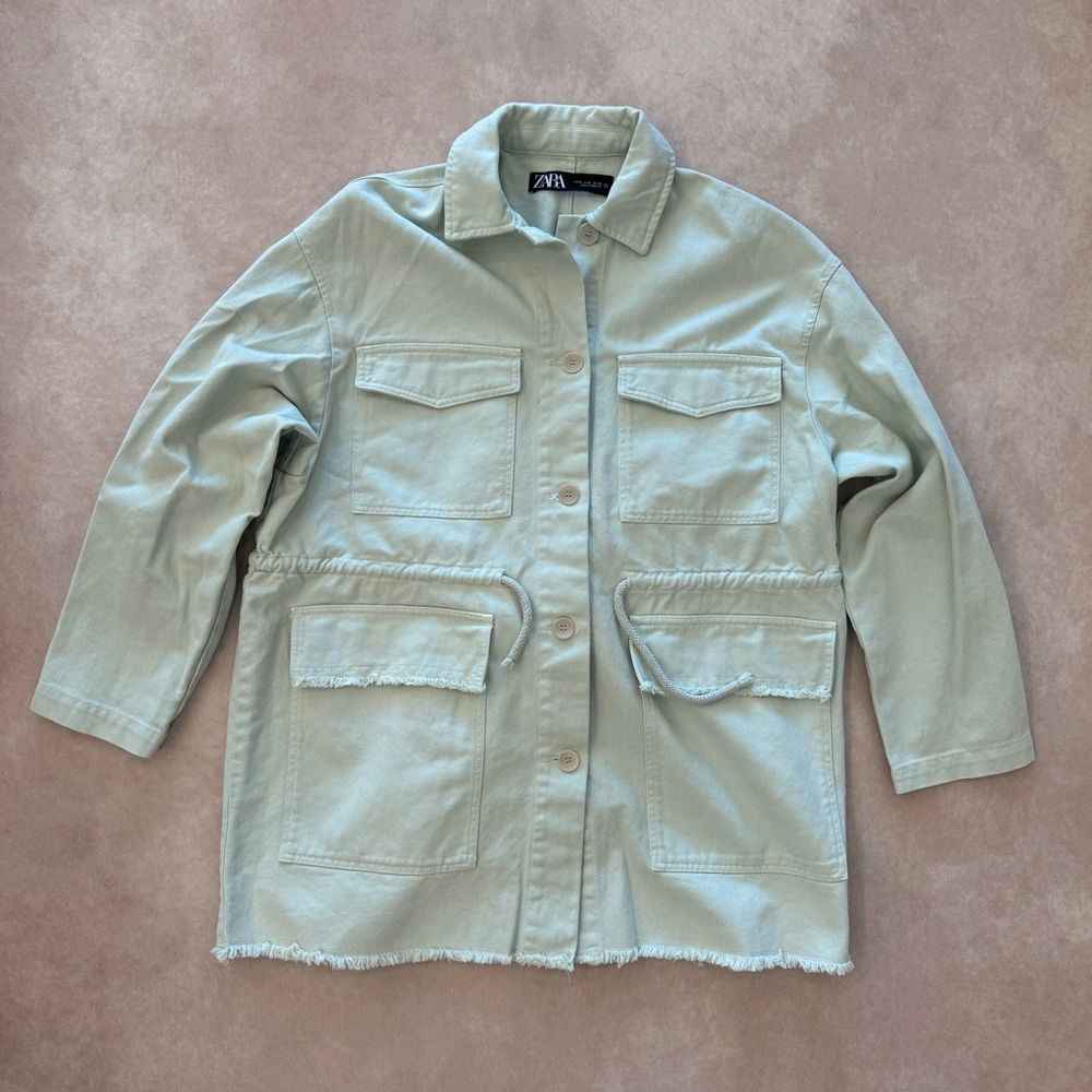 Zara Green Denim Jacket • size medium
